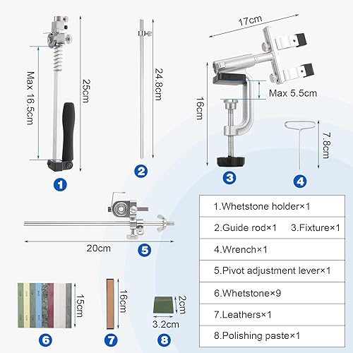 HSEAMALL RX-009 Aiguiseur de couteaux professionnel avec rotation à 360° et angle fixe Aiguiseur de précision avec pierre à aiguiser dans un coffret - Nail Gallerys