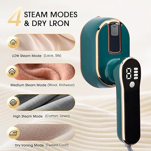 Mini Fer à repasser, Défroisseur Vapeur de Voyage 2 en 1 portable, 1000 W 15s De Chauffage Rapide, Steam Iron avec réservoir deau 100 ML, Petit Défroisseur à Main pour Maison et Voyage (vert) - Nail Gallerys