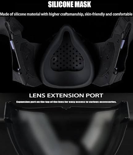 HUTRADE Masque Cyberpunk avec Lumières LED, Masque Anti - Brouillard Protection Complète du Visage Tactique Masque Amovible Accessoire De Fête d'halloween - Nail Gallerys