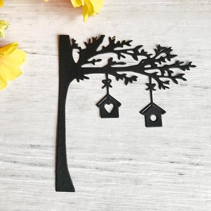 Matrices de découpe en métal en forme d'arbre de maison en forme de cœur, pour le gaufrage, la fabrication de cartes, les étiquettes de livre, les formes décoratives en papier, le scrapbooking - Nail Gallerys