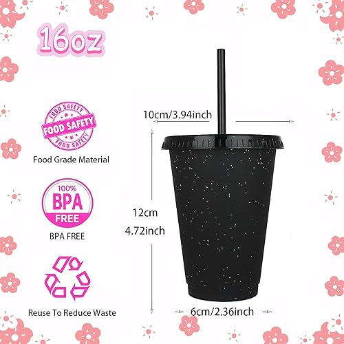 Yisituo Lot de 15 gobelets réutilisables en plastique de 480 ml avec couvercle et paille pour boissons froides, café glacé, voyage et smoothies (rose) - Nail Gallerys
