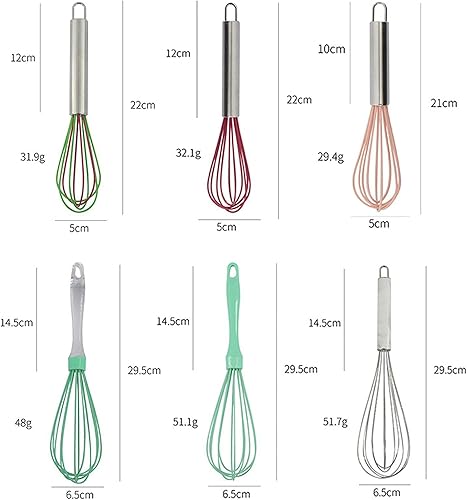 Mini fouet de cuisine en silicone de 15,2 cm avec poignée en acier inoxydable - Pour battre les œufs - Rose - Nail Gallerys
