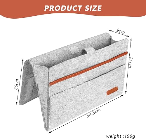 FIBOUND 1 Pièce Sac de Rangement de Chevet, Poche de lit de Chevet, Rails de lit Rangement Sac, Poche de Chevet en Feutre, avec Poches, Organisateur Canapé, Poche de Feutre, pour Magazine, Lunettes - Nail Gallerys