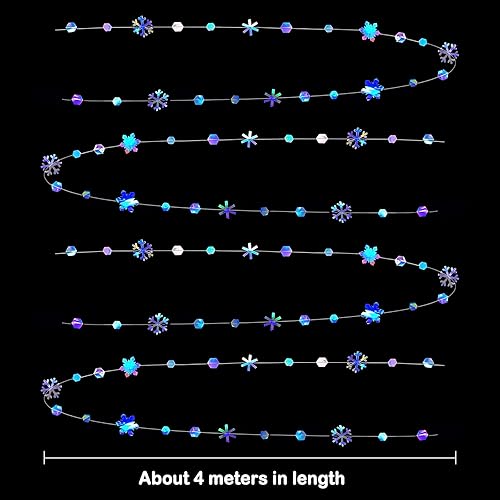 16M Winter Wonderland Flocon de Neige Decoration Guirlande Flocon de Neige Irisés Papier Holographique pour Decoration Mariage Christmas Decorations Noël Frozen Anniversaire Mariage Party Supplies - Nail Gallerys