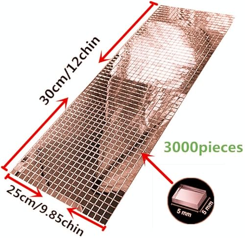 Lot de 3 000 carreaux de mosaïque carrés autocollants en verre véritable pour loisirs créatifs, carreaux de verre, décorations - 5 x 5 mm - Or rose - Nail Gallerys