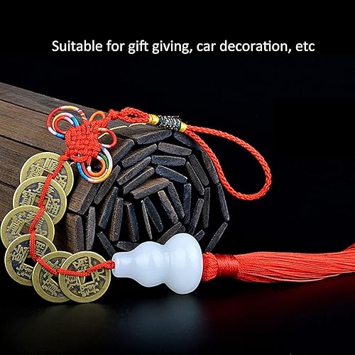 Agatige Feng Shui pièces, Gourde de Jade Blanche en Bronze pièces Chinoises de la Chance pièces de Feng Shui Nœud Chinois et Monnaie Porte-Bonheur en Forme Monnaie pour Richesse et de réussite - Nail Gallerys