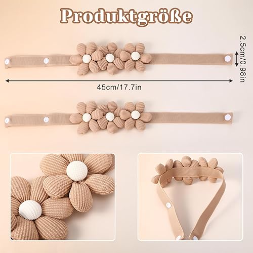 LongHoneySong Lot de 2 embrasses de rideaux pour chambre d'enfant - Décoration marguerites - Embrasses de rideau décoratives pour chambre d'enfant / maison / rideau de chambre d'enfant (riz) - Nail Gallerys