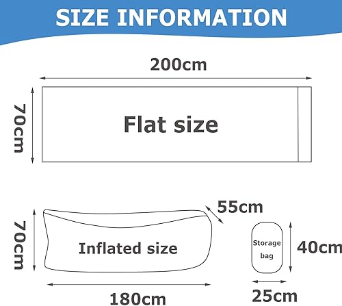 ENEN Canape Gonflable, Transat Jardin Exterieur Imperméable, Matelas Gonflable Anti-Fuite, Classique Canapé Portable Exterieur pour Voyage, Camping, Piscine et Fête de Plage (Vert,200x70cm) - Nail Gallerys