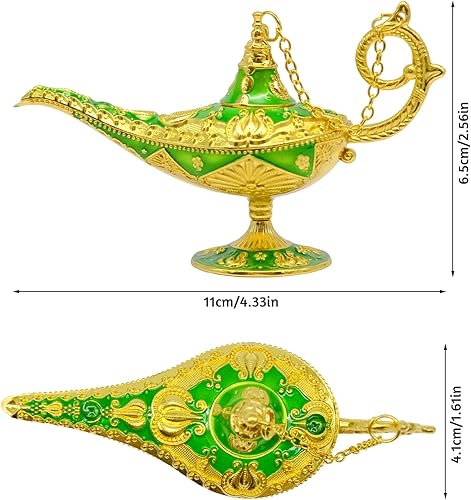 inheming Lampe Aladdin Classique, Lampe Aladdin Decoration, Lampe Aladdin Decoration,Lampe Magique Aladin Décoration,Or et Vert 11cm*6.5cm - Nail Gallerys
