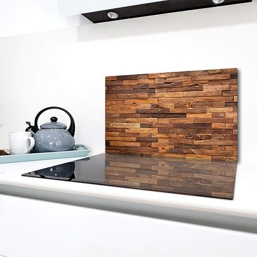 TMK - Plaque de protection en verre - 90 x 52 cm - Pour plaque de cuisson - Protection contre les éclaboussures - Plaque en verre - Décoration en bois - Nail Gallerys