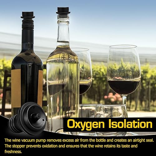 Kit de pompe à Vin PRITOK - Pompe à vin sous vide avec 10 bouchons réutilisables, 1 bec verseur à vin, 1 coupe-vin en aluminium, bouchon de bouteille de vin, convient pour vin, champagne, etc., noir - Nail Gallerys