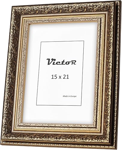 VictoR Leonardo Cadre photo 13 x 18 cm, marron doré, style ancien, avec verre acrylique incassable, style vintage, 13 x 18 cm, style baroque, fabriqué en Europe - Nail Gallerys
