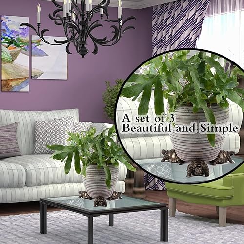 Lot de 3 pieds décoratifs en résine pour pot de fleurs en forme de tortue pour extérieur, statue d'animaux, pieds de pot de fleurs (tortue) - Nail Gallerys