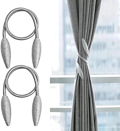 2 Pièces Embrasses à Rideaux Clip, Embrasse Rideau, Alliage Polyester Embrasses de Rideau, pour la Décoration Fenêtre Cuisine Chambre à Coucher du Ssalon de Bureau à Domicile (Gris - Nail Gallerys
