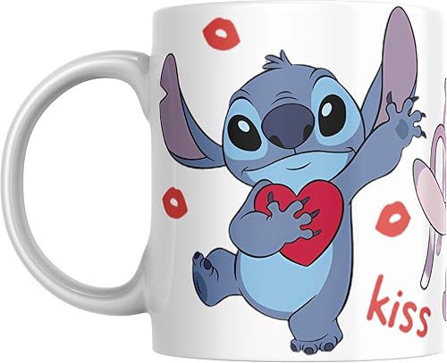 Mug Céramique Stitch et Angel 330 ml - Cadeau anniversaire noel pour fille ou Garçon - Anniversaire noel - Personnalisable - Nail Gallerys