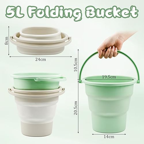 YBCCBY Lot de 2 Seau Pliable 5L, Seau Retractable Pliable en Plastique Bassine Pliable avec Poignée Bassine Pliable avec Poignée Petite Bassine Bucket pour Plage, Pêche, Camping, Randonnée, Voiture - Nail Gallerys