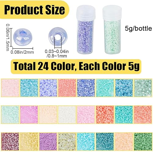 SUNNYCLUE 80g 12/0 Perles de graines de Verre 2mm Perles graines Verre en Vrac Imitation Jade Mini d'artisanat Opaque Rond espaceur Fabrication Bijoux - Nail Gallerys