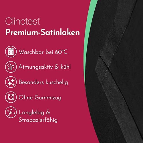 Clinotest Drap de lit en satin de 240 x 290 cm - Drap de lit lisse de qualité supérieure sans élastique - Doux et rafraîchissant en coton et microfibre - Facile d'entretien et respirant - Bleu marine - Nail Gallerys