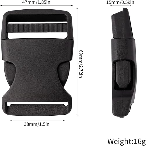 FRUHLING 4 Pièces Boucles en Plastiques pour Sangle 38mm Fermeture à Clic Boucles à Libération Rapide Buckles Clips pour Sac à Dos Les Bagages Tente Collier de Chien - Nail Gallerys