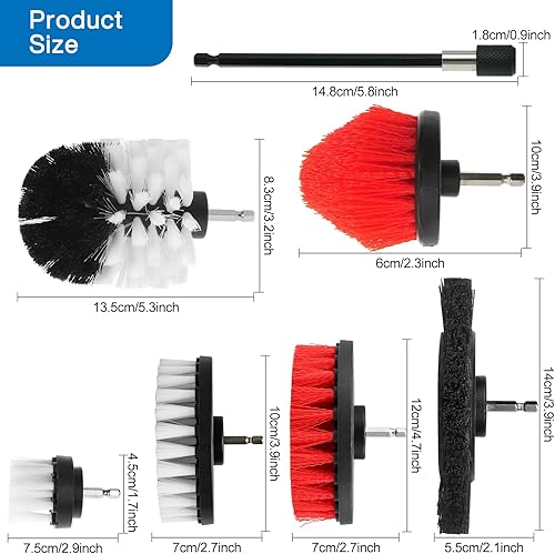 ZLPBAO Brosse Nettoyage Perceuse 7pc, 23 Pièces Brosse Perceuse Nettoyage Combinés Kit, Voiture Brosses Nettoyage pour Perceuse pour Brosses à Nettoyer Salle de Bains, Douche, Cuisine, Céramique - Nail Gallerys