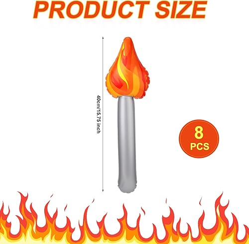 XIHIRCD 8pcs Torche Gonflable, Fausse Torche en Plastique Cosplay d'Halloween Jouet Torche Gonflable pour Halloween Jeu de Cosplay Médiéval Compétition Sportive Décorations de Fête - Nail Gallerys