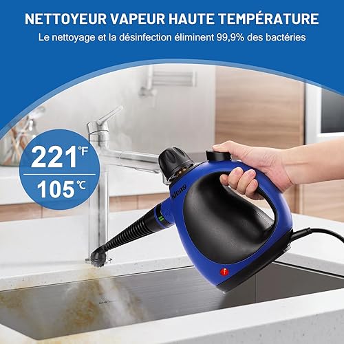 Klona Nettoyeur vapeur multifonction portable avec 10 accessoires pour enlever la saleté, les meubles, le canapé, le carrelage, le sol, la fenêtre, la voiture, le rembourrage - Nail Gallerys