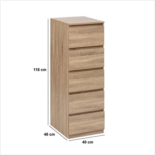 5five - Chiffonier 5 tiroirs Effet Bois Naturel - Nail Gallerys