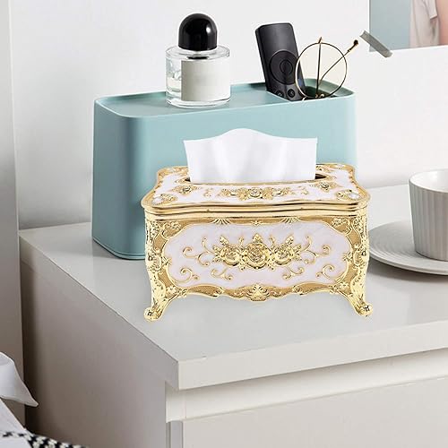 VERAWE Boîte de mouchoirs en acrylique universel Accessoires de table de bureau à domicile KTV Hôtel Car Case Holder Gold - Nail Gallerys