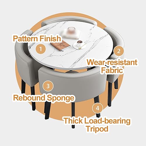 Table Chaise Encastrable,Table Ronde Table Et Chaise Table A Manger avec 4,Ensemble Table Et Chaise Salle A Manger,Table Ronde Cuisine,Table Cuisine avec Chaise,Convient Aux Restaurants,Cafés (Color - Nail Gallerys