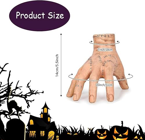 Amebleak La Chose Famille Addams Hand, Main Mercredi Addams, Figurine Articulée des Mains de La Famille Addams, Addams Figure Fake Hand pour Cosplay Accessoires Photo Décorations De Fête - Nail Gallerys