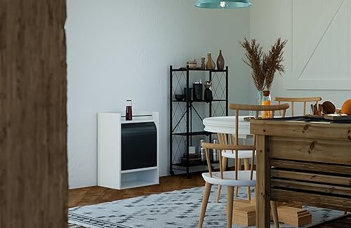 SIMMOB Meuble de Cuisine Blanc Rideau Noir ou Blanc 4 Niches L 54 H 76.6 P 35.4 cm - Nail Gallerys