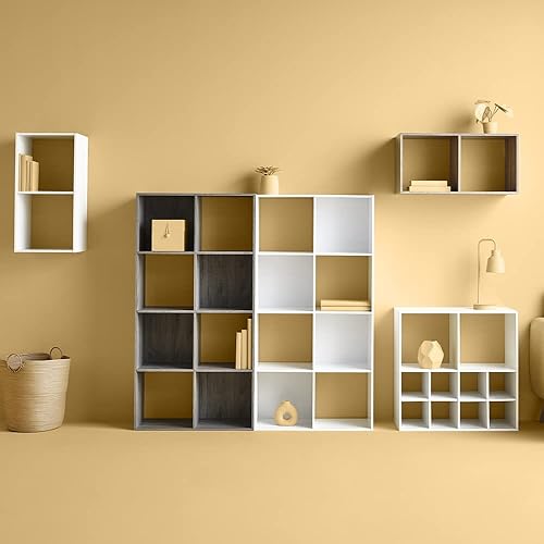 Five - Meuble Etagère de Rangement en Bois Gris 8 Cases Mix n' modul - Nail Gallerys