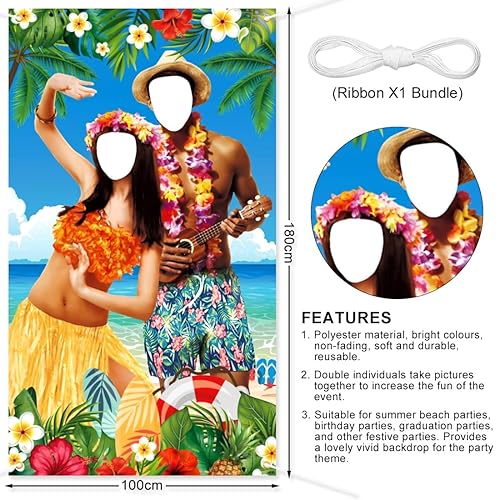 Sprinlot Décor de Photo Couple, Accessoire Photo Luau, Tissu Fond Hawaïen, Decoration Photobooth Aloha Hawaienne Tropical - Nail Gallerys