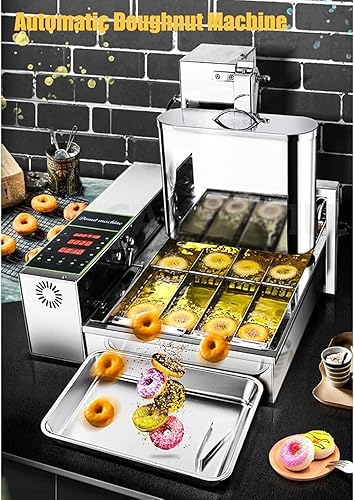 DZZTHSH Commercial Digital Donut Fryer, Automatic Donut Machine with Intelligent Control Panel, Stainless Steel Mini Donuts Maker Adjustable Thickness 5.5L Hopper 1750 Unit/h - Nail Gallerys