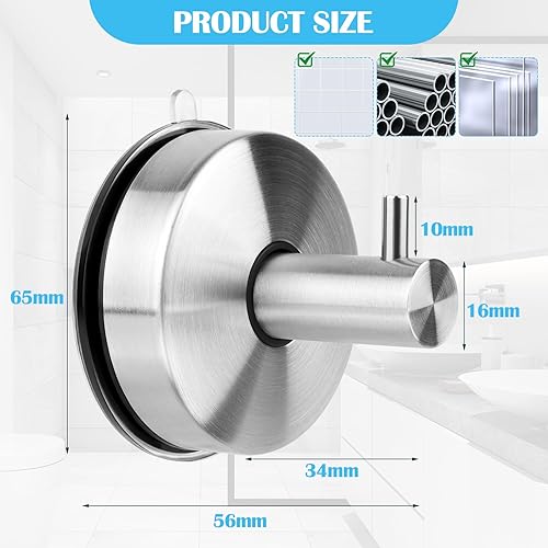 1PCS Crochet Ventouse Salle de Bain, Crochet Porte Serviette à Ventouse, Crochets à Ventouse pour Salle de Bain, Crochets Ventouse 304 Acier Inoxydable Extra Fort pour Cuisine et Salle de Bain, Douche - Nail Gallerys
