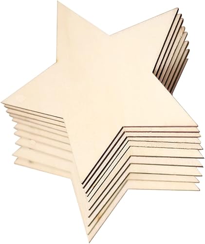 Floatdream 60 Pièces Étoiles en Bois, Mini Etoiles Embellissements, Etoiles en Bois Vierges Disques en Bois Etoiles, Pour la Fabrication de Décorations de Bricolage, Sous-Verres en Bois - Nail Gallerys
