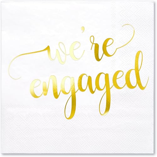 RUSPEPA 50 Pièces Serviettes Engagées - Serviette de Déjeuner en Papier Jetable à 3 Épais, Feuille d'Or Nous sommes Engagés - 16,5x16,5 cm - Nail Gallerys