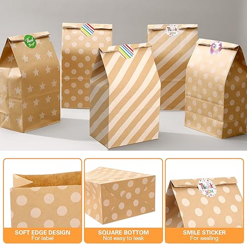 Mexgcom 20 PCS sac en Papier Kraft, Pochette Cadeau Kraft avec 48 Autocollants, Sachet Bonbons Anniversaire pour Emballer des Cadeaux, Mariages, Anniversaires Enfants - Nail Gallerys
