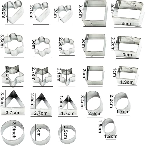 SZXMDKH Lot de 24 mini emporte-pièces en acier inoxydable en forme de cœur, d'étoile, de cercle, de fleurs, pour décoration de gâteaux - Nail Gallerys