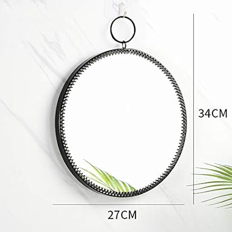 Hosoncovy Cadre en métal Mur Rond Miroir Suspendu décoratif Miroir Maquillage Miroir vanité Miroir pour Salle de Bain Salon Chambre (Or) - Nail Gallerys