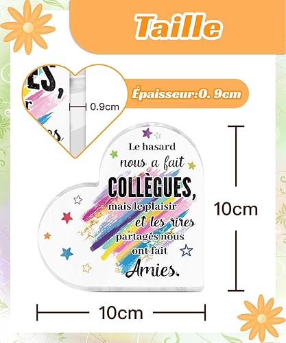 Putuo Decor - Panneau Acrylique Cœur Citation Collègues Amies – Message Amitié Bureau – Décoration Cadeau Entre Collègues - Nail Gallerys