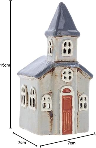 Shudehill Giftware Village Pottery 330990 Photophore en Forme d'église Gris Clair/Gris foncé - Nail Gallerys