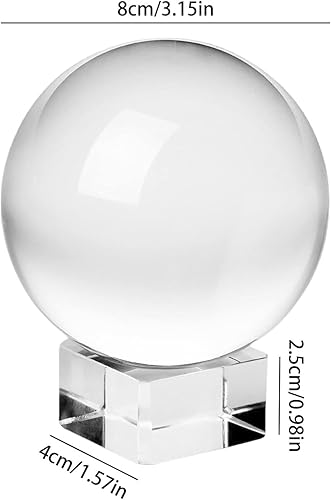 Boule en verre : boule de cristal K9 Boule transparente 80 mm Boule en verre Photographie Boule de cristal transparente avec base ronde en bois pour accessoires de photographie Boule de divination - Nail Gallerys