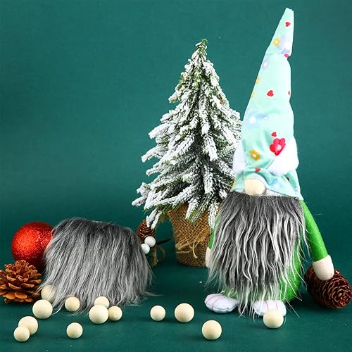 SALGIA 12 Pièces Barbe de GNOME Prédécoupée à la Main, Barbe en Fausse Fourrure avec 20 Nez en Bois, Barbe de GNOME pour Travaux Manuels, GNOME Poupée Accessoires (Blanc) - Nail Gallerys