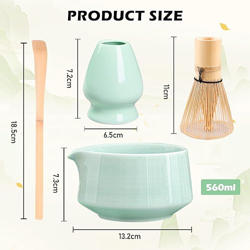 RACHEE Lot de 4 pièces pour matcha - Bol à matcha en céramique - Balai à matcha - Avec fouet à matcha, fouet à matcha, ensemble de mélangeurs à matcha, accessoires de matcha - Nail Gallerys