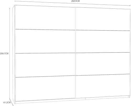 Forte Starlet Plus Armoire 270, Portes Coulissantes, Style Moderne, Blanc/Blanc Brillant, 270x210x61cm - Nail Gallerys