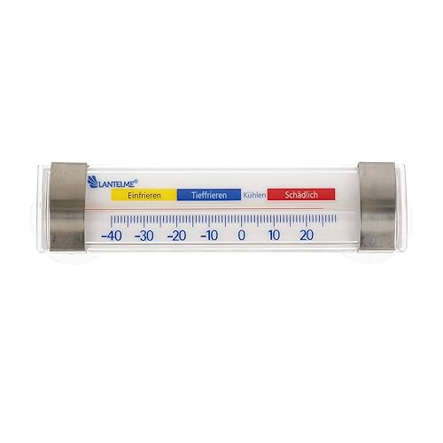 Lantelme 7589 Lot de 2 thermomètres de réfrigérateur en plastique et acier inoxydable avec crochet à ventouse - Nail Gallerys