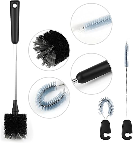 TAGVO Brosse de Nettoyage, Brosse pour Bouteille d'eau à Manche Long, Ensemble de Brosse Nettoyage Bouteilles, Brosse Bouteille pour la Maison - Brosse Manche Long et Brosse Paille Bleu - Nail Gallerys