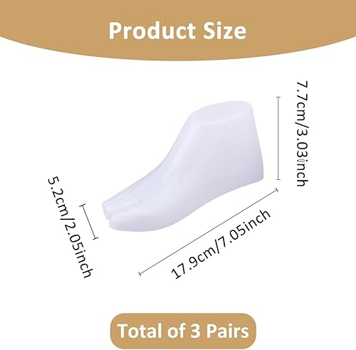 SUPERFINDINGS 3Paire de Modèles de Pieds en Plastique Outils D'Étireur de Sandale Support de Forme Blanche Affichage de Chaussures Pied de Mannequin Féminin pour Bijoux Sandale Chaussette Art Croquis - Nail Gallerys