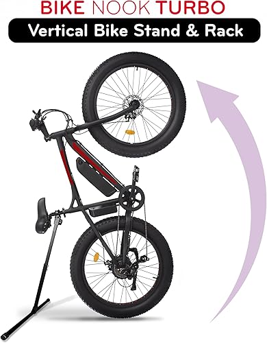 BIKE NOOK T Le support vertical original pour vélo pour le rangement dans le garage, pour une utilisation intérieure et extérieure, aucun perçage requis, Bike Stand - Nail Gallerys